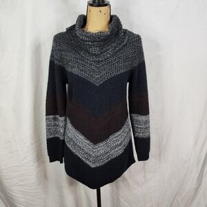 FORTUNE + IVY Size Small Katalin Chevron Cowl Neck Asymmetrical Colorful Sweater